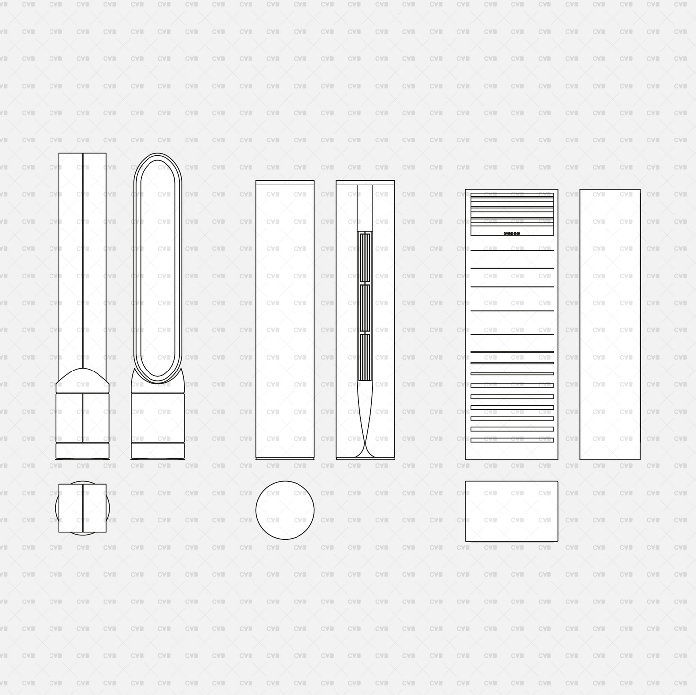 dynamic cad blocks and vector AC, Heating System, and Air Purifiers appliance electric fixture