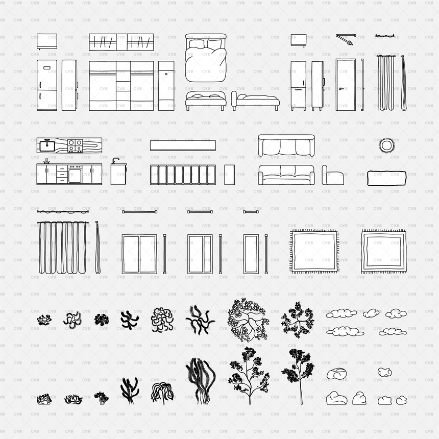 CAD and Vector Junya Ishigami Drawings Template (250 Blocks)