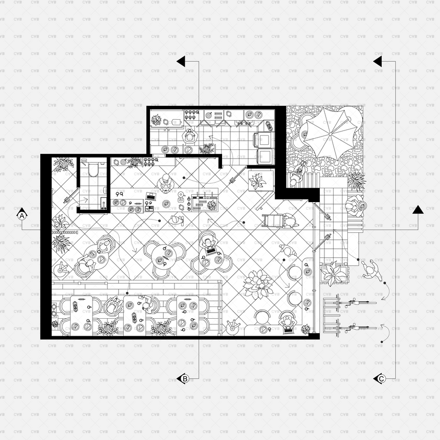 CAD and Vector Coffee Shop Template (145 CAD Blocks)