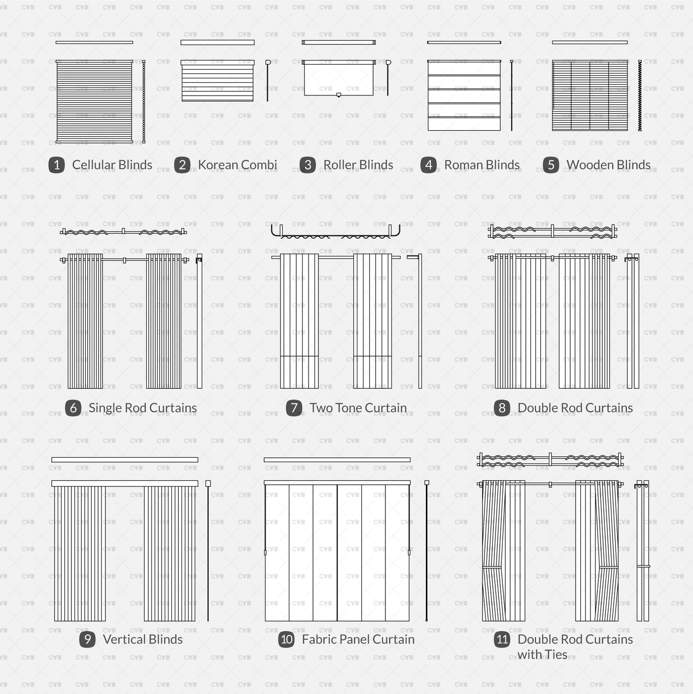 Dynamic CAD Blocks - Blinds and Curtains