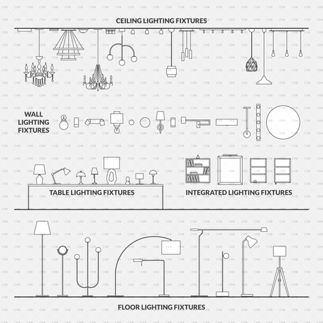 Dynamic CAD Blocks - Interior Lighting Fixtures (148 Lamps)