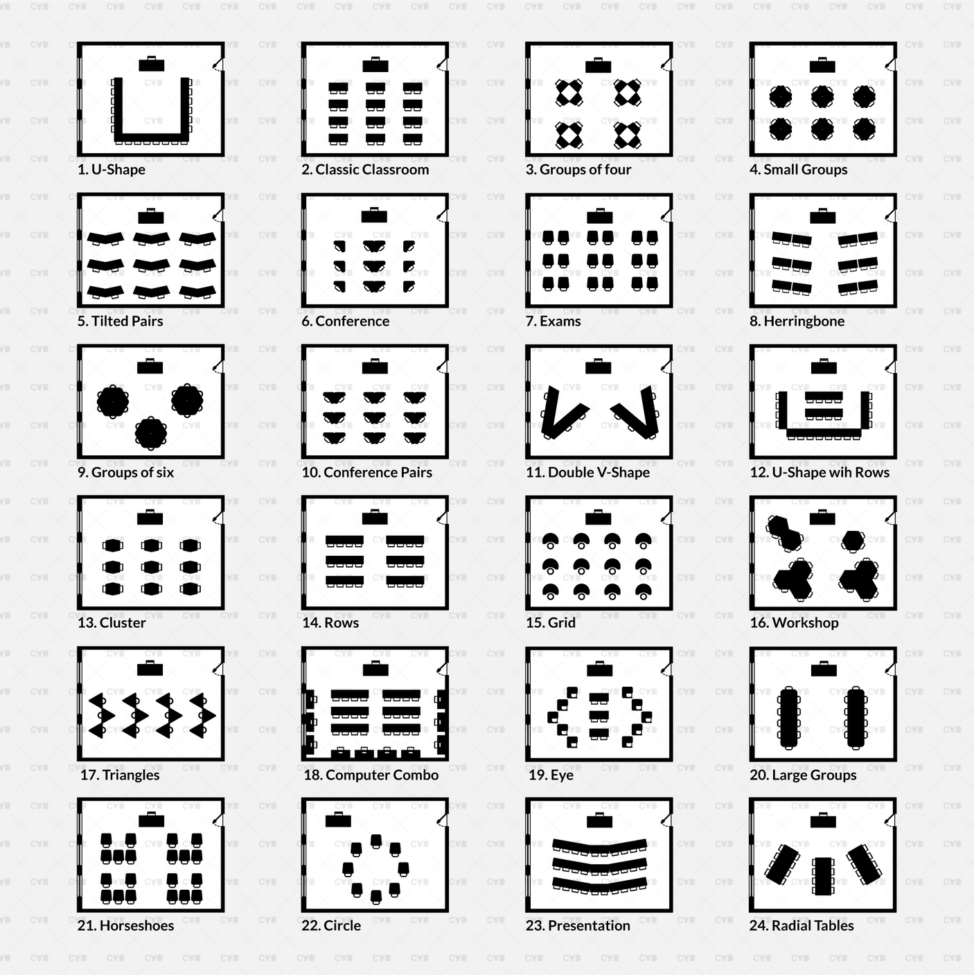CAD Blocks and Vector Classroom Layouts download