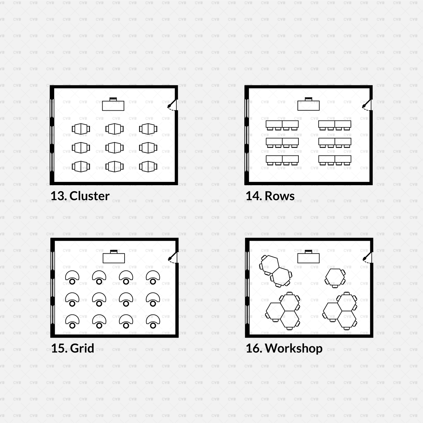 CAD Blocks and Vector Classroom Layouts download grid dwg