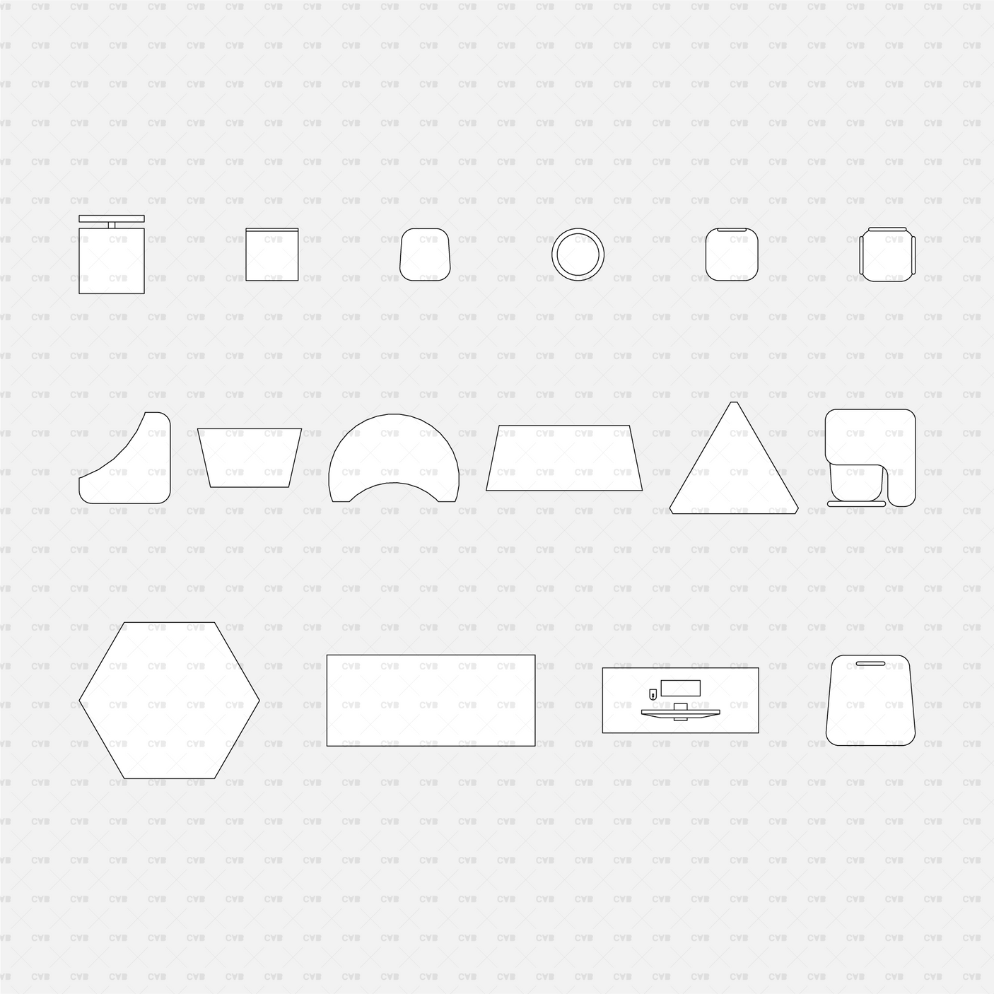 CAD Blocks and Vector Classroom chairs tables
