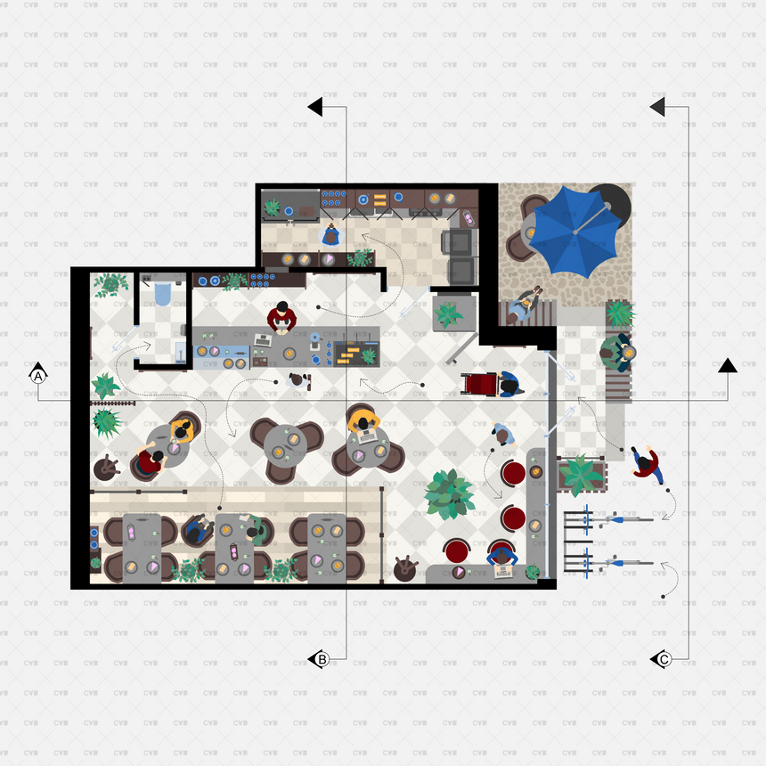 CAD and Vector Coffee Shop Template (145 CAD Blocks)