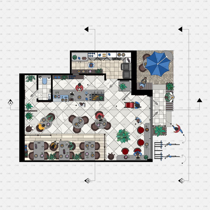 CAD and Vector Coffee Shop Template (145 CAD Blocks)