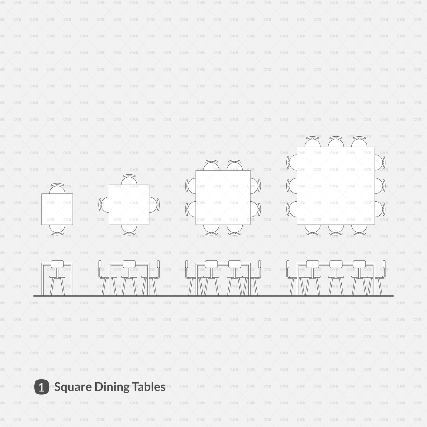 Dynamic CAD Blocks - Dining Tables