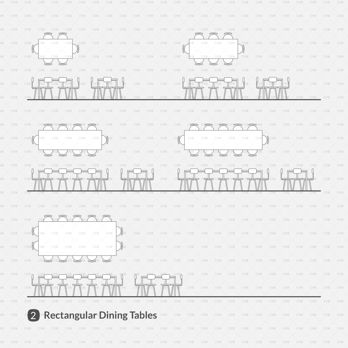 Dynamic CAD Blocks - Dining Tables