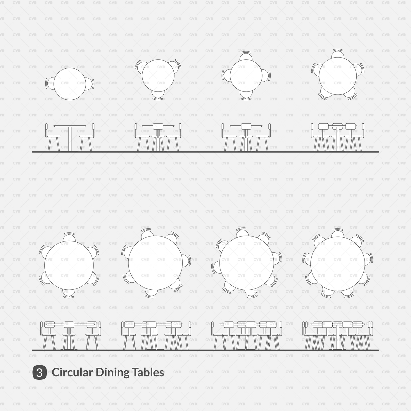 Dynamic CAD Blocks - Dining Tables
