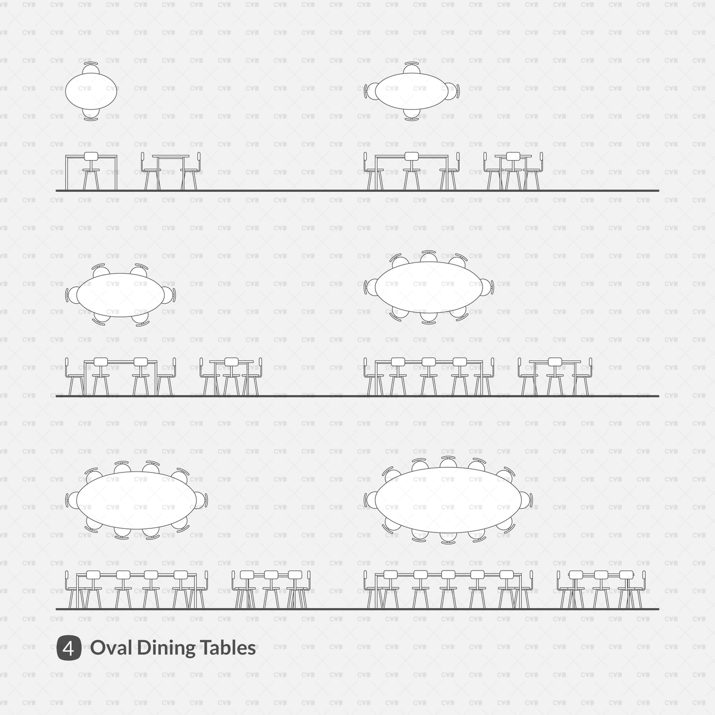 Dynamic CAD Blocks - Dining Tables