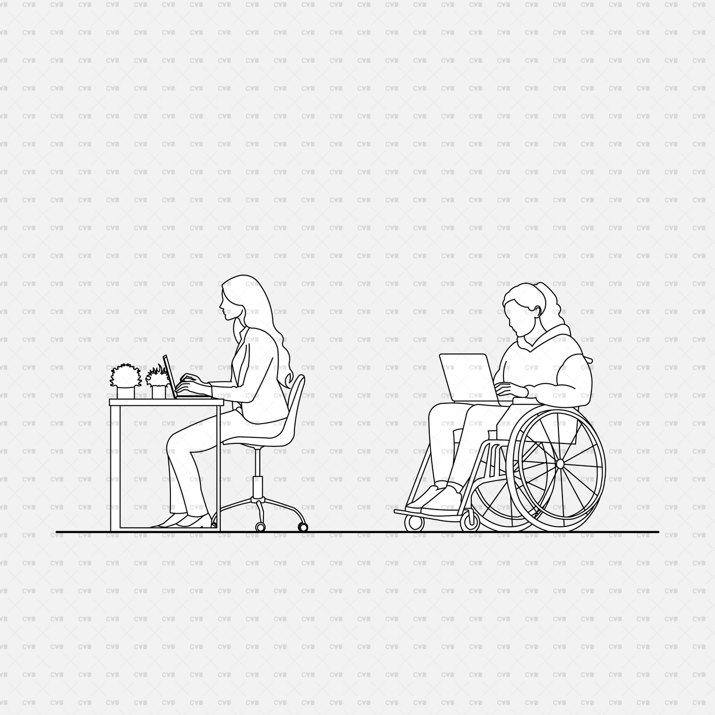 download high quality cad blocks cadasbuilt people diverse professions girl on a wheelchair