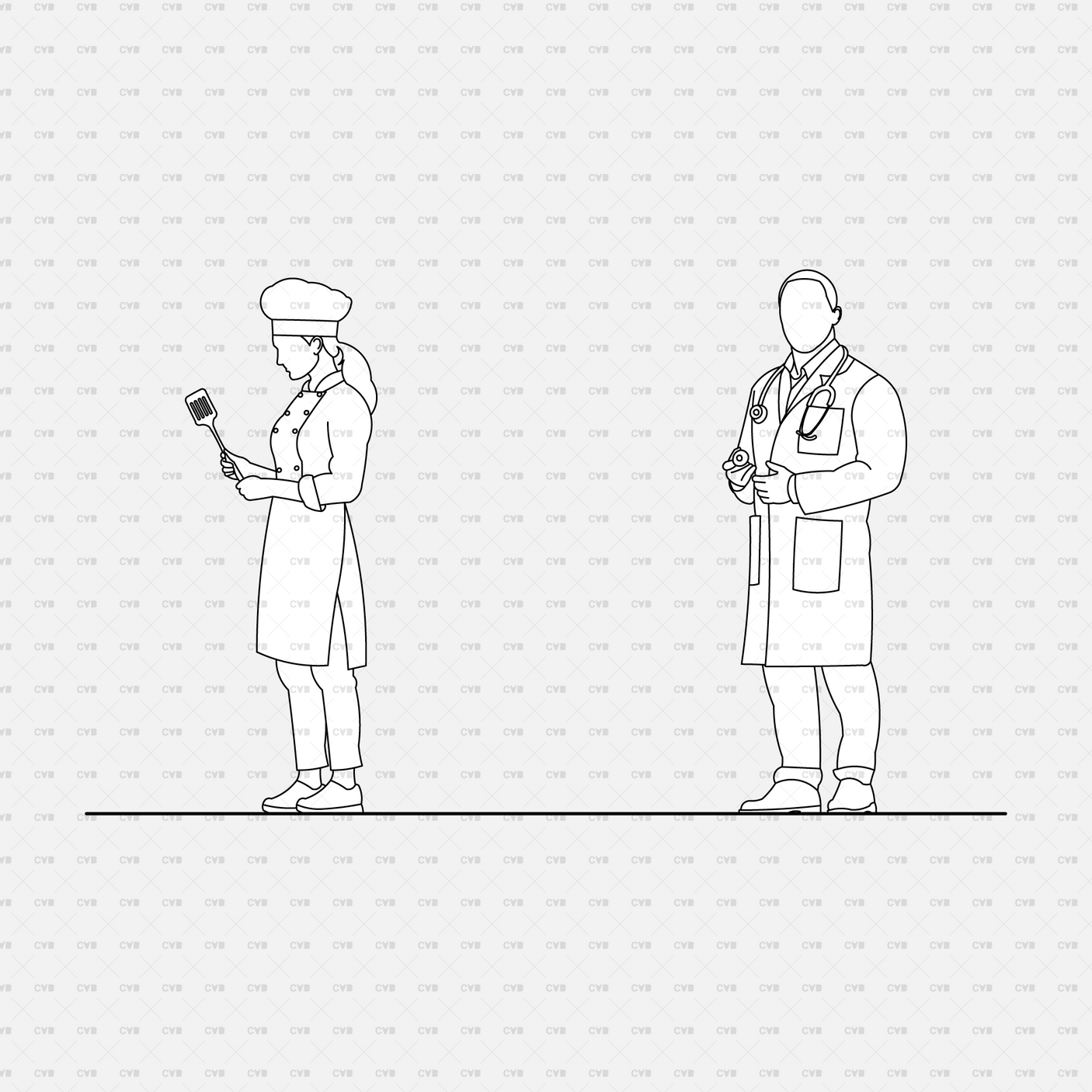 download high quality cad blocks cadasbuilt people diverse professions culinary chef and doctor