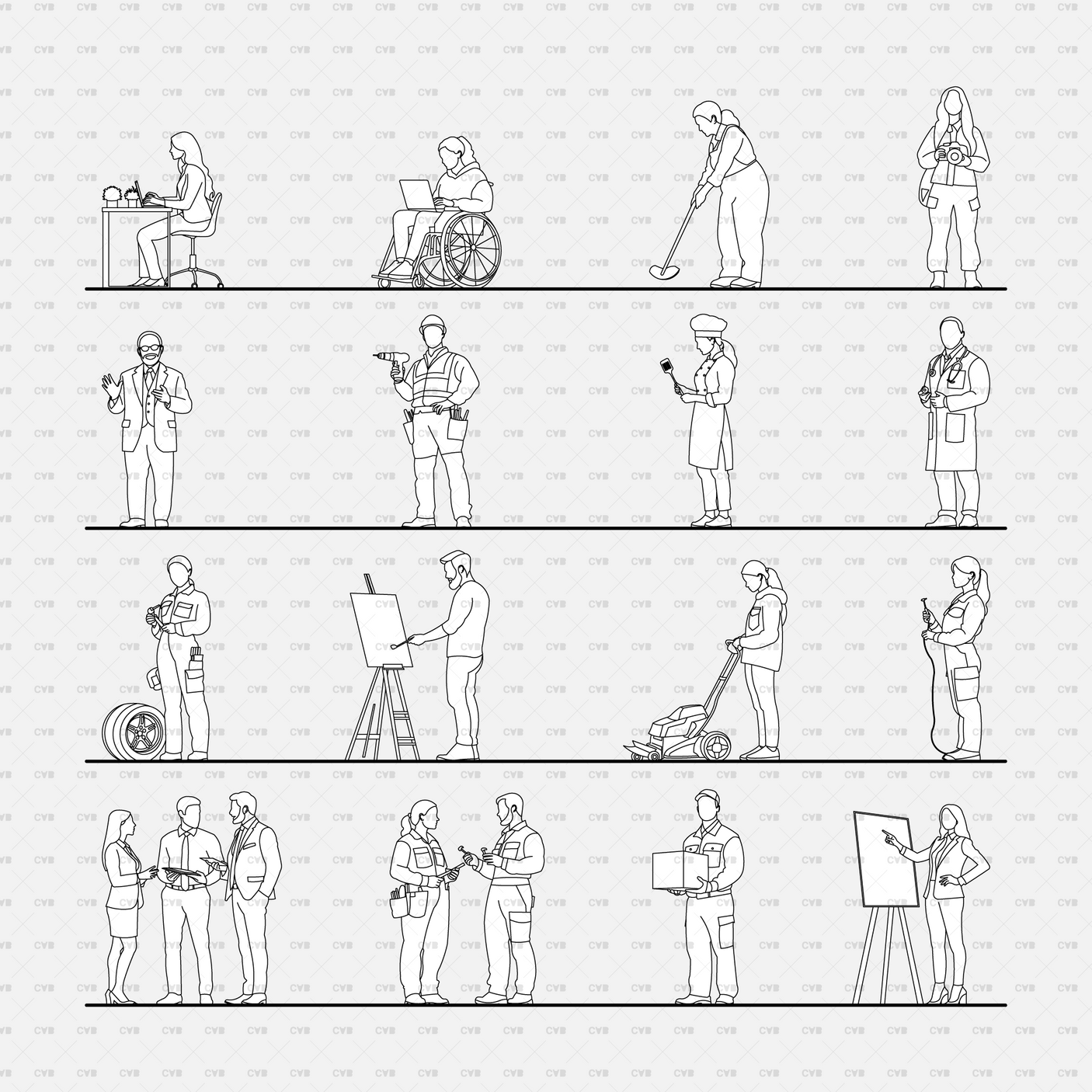 download high quality cad blocks cadasbuilt people diverse professions