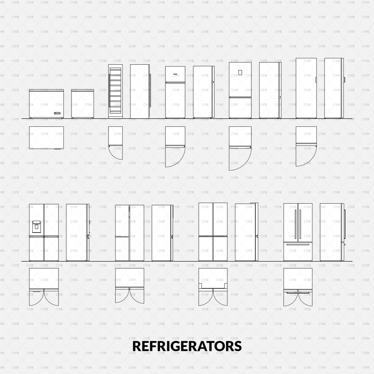 cad refrigerator block