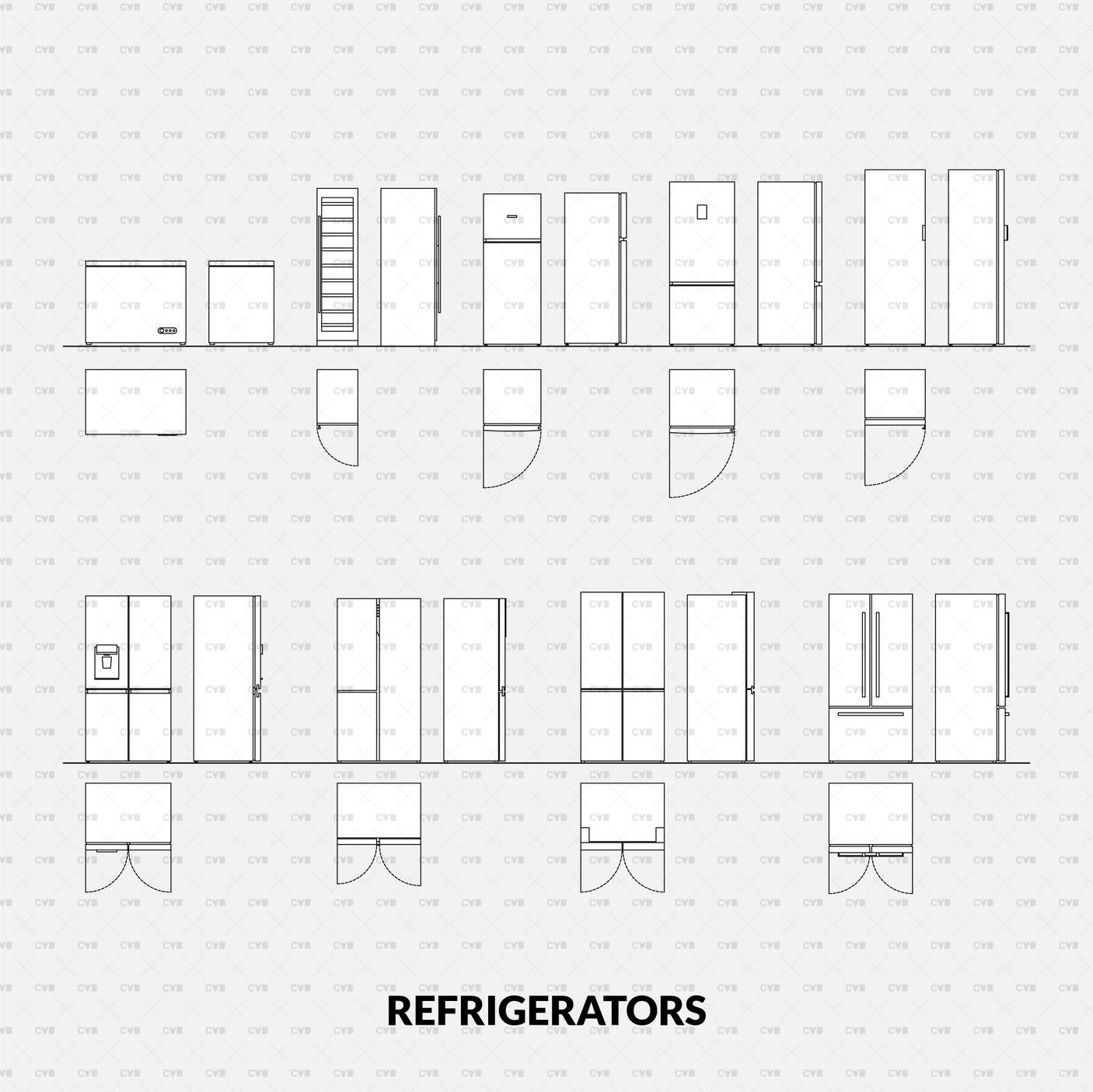 cad refrigerator block