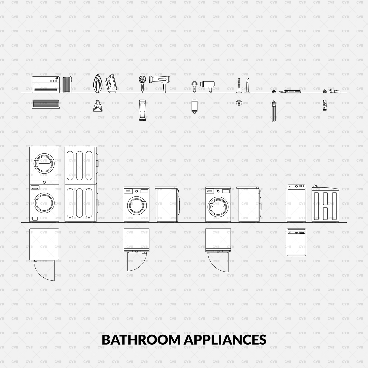 Dynamic CAD Blocks - Household Appliances (400 Blocks)