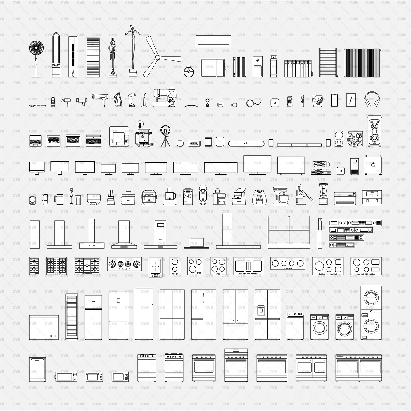Dynamic CAD Blocks - Household Appliances (400 Blocks)