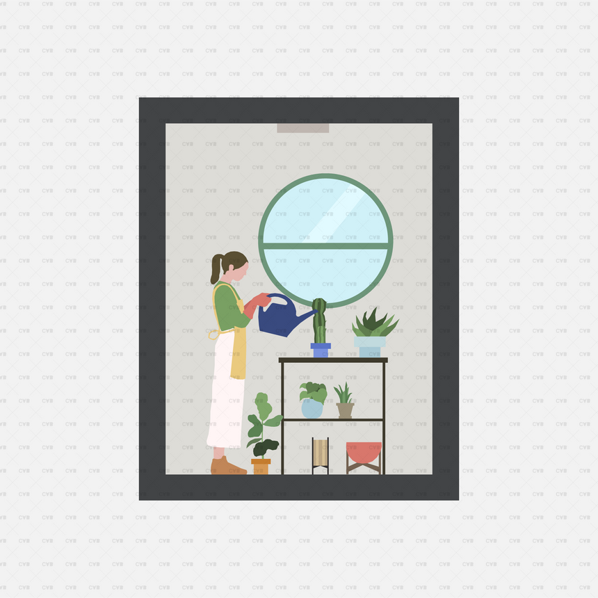 CAD Blocks and Vector Assets - Home Scenes download svg ai dwg woman watering garden