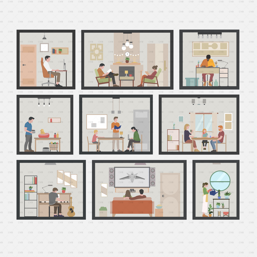 CAD Blocks and Vector Assets - Home Scenes download color