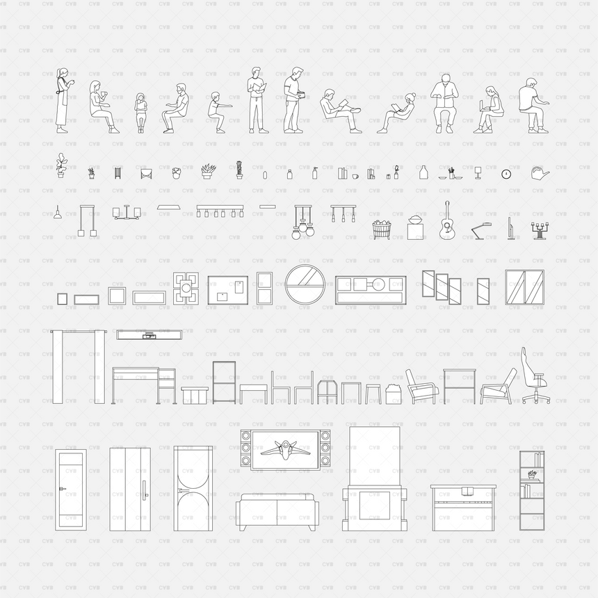 CAD Blocks and Vector Assets - Home Scenes download svg ai dwg