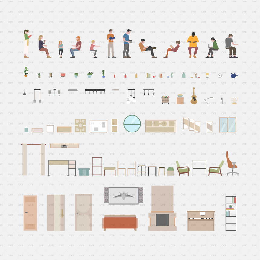 CAD Blocks and Vector Assets - Home Scenes download svg ai dwg color