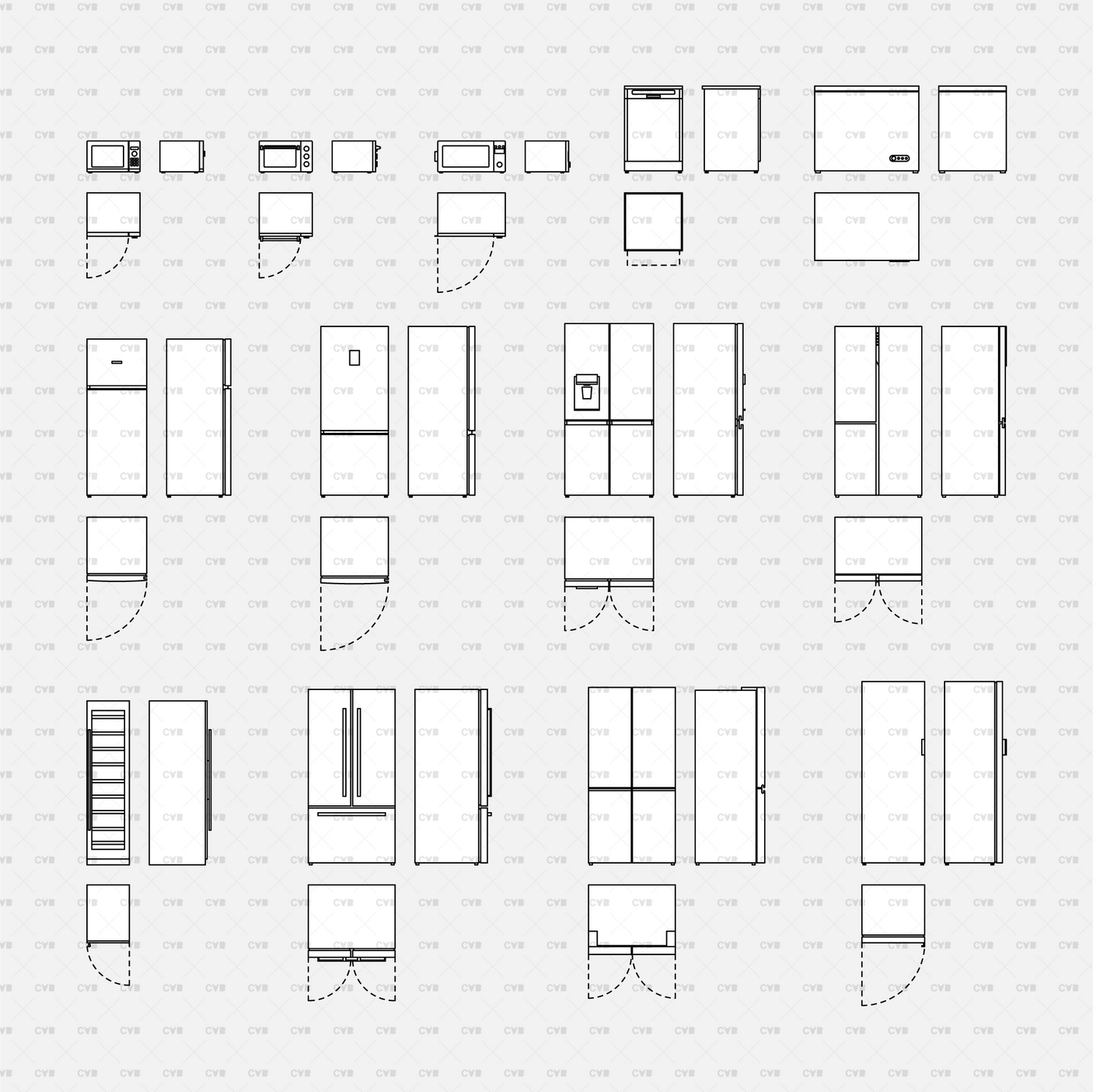 download high quality dynamic cad blocks and vector kitchen appliances electrical fixtures refrigerator