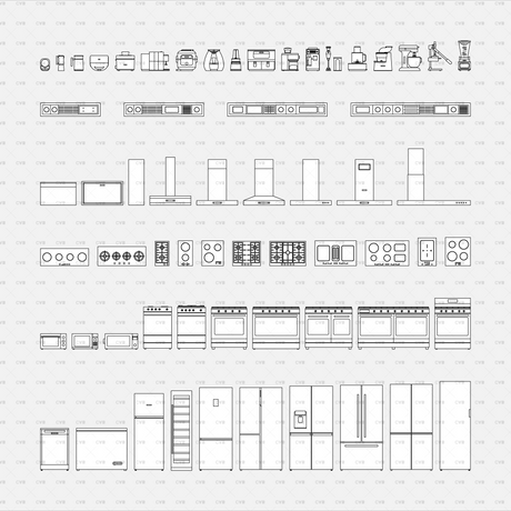download high quality dynamic cad blocks and vector kitchen appliances electrical fixtures