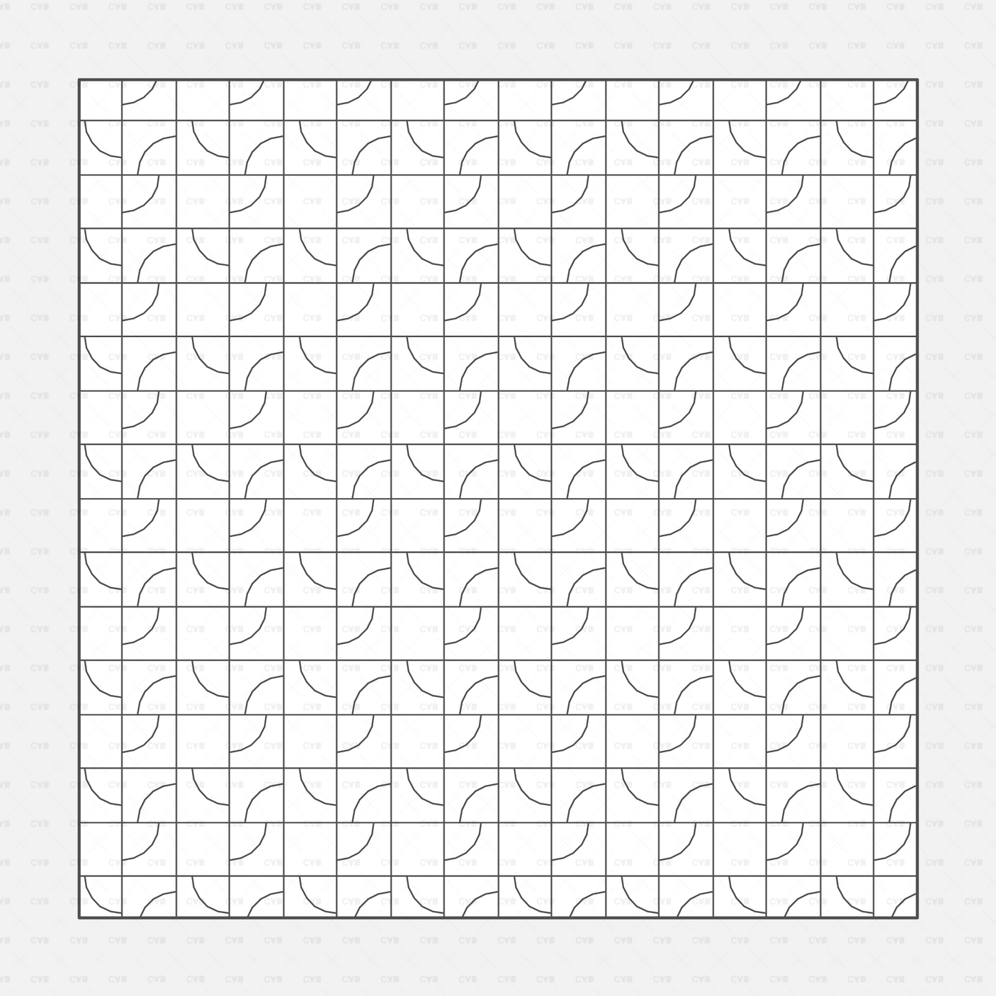 Illustrator Pattern Modern Popular Tiles CADasbuilt AI SVG Curved Square Grid Tiles Forming Subtle Swirling Quarter-Arc Motifs