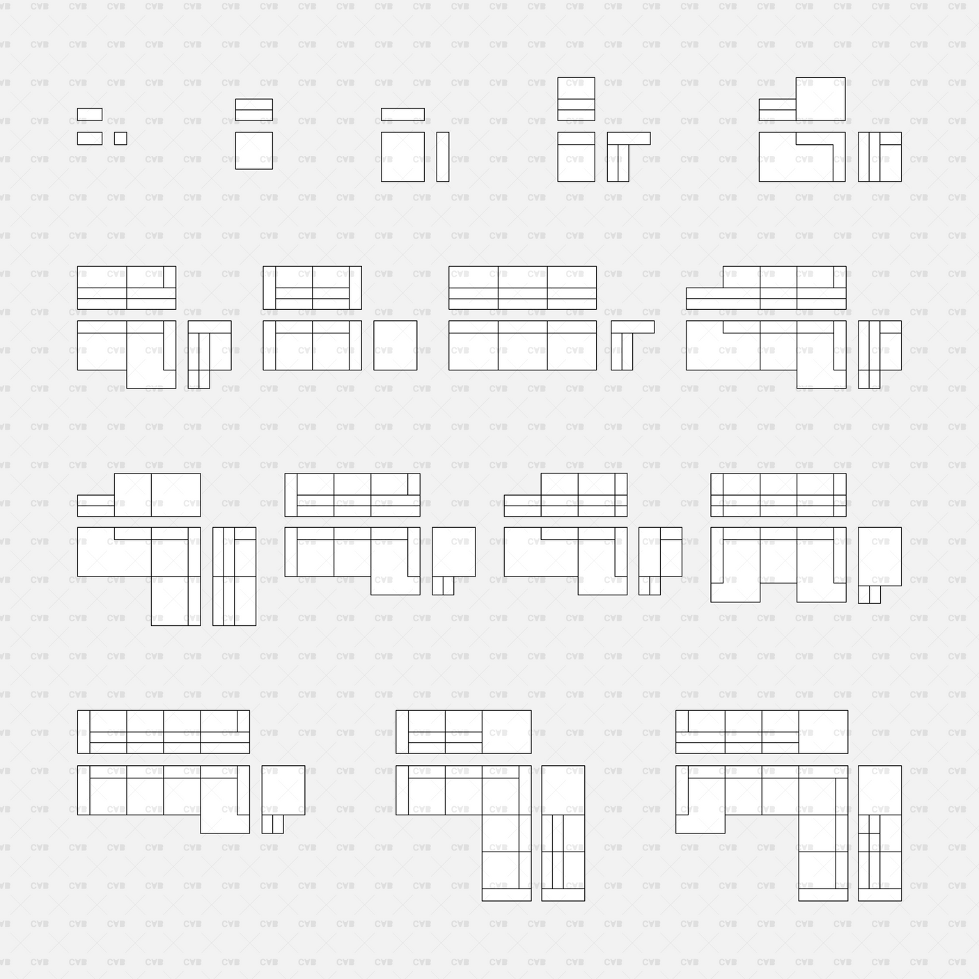 download CAD Dynamic Blocks and Vector Modular Sofa cadasbuilt