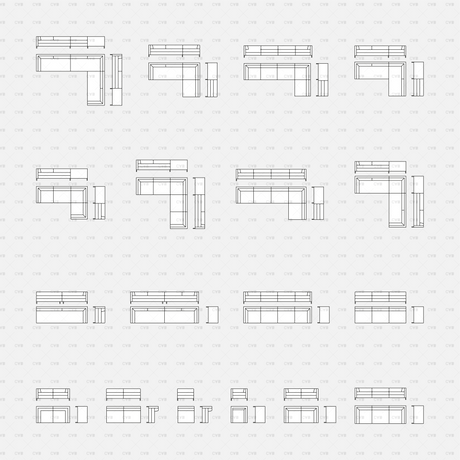 CAD Dynamic Blocks and Vector Modular Sofa dwg ai illustrator svg download