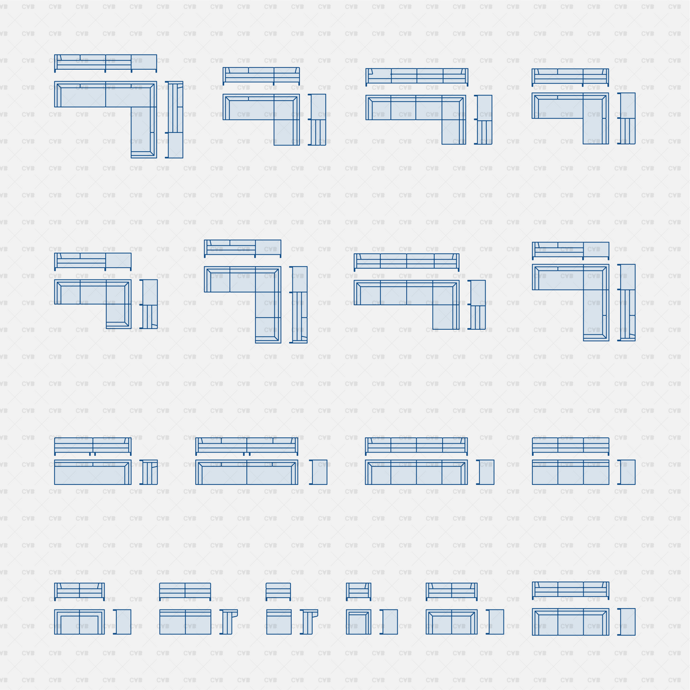 CAD Dynamic Blocks and Vector Modular Sofa download