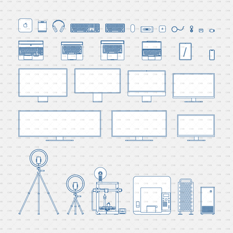 dynamic cad blocks and vector office tech and gadgets