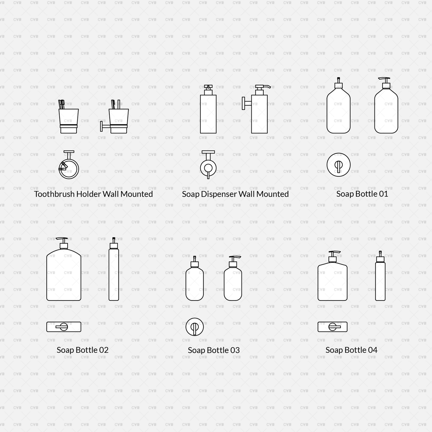 cadasbuilt Download cad blocks dynamic vector toothbrush holder soap dispenser soap bottle