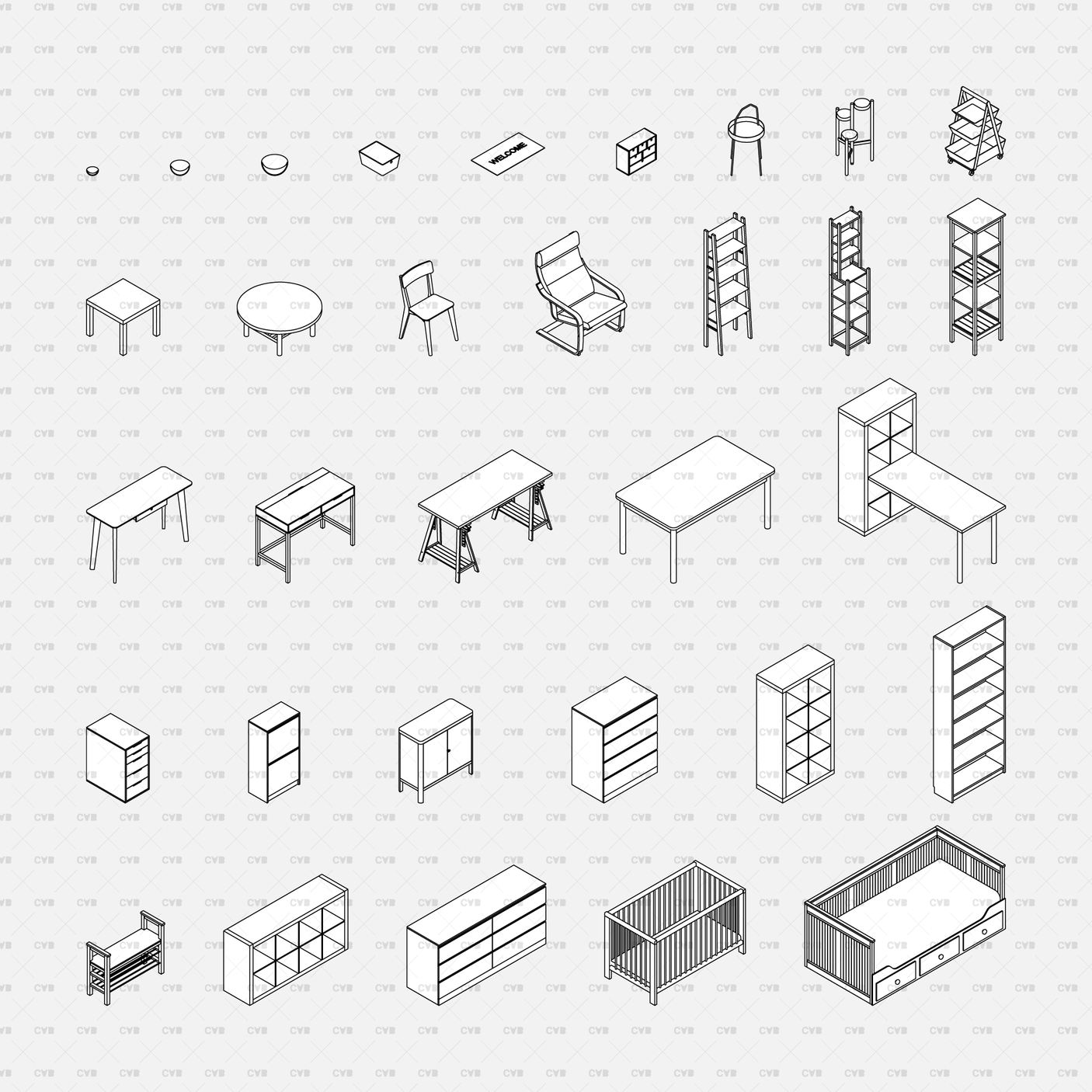 download CAD Dynamic Blocks and Vector IKEA furniture