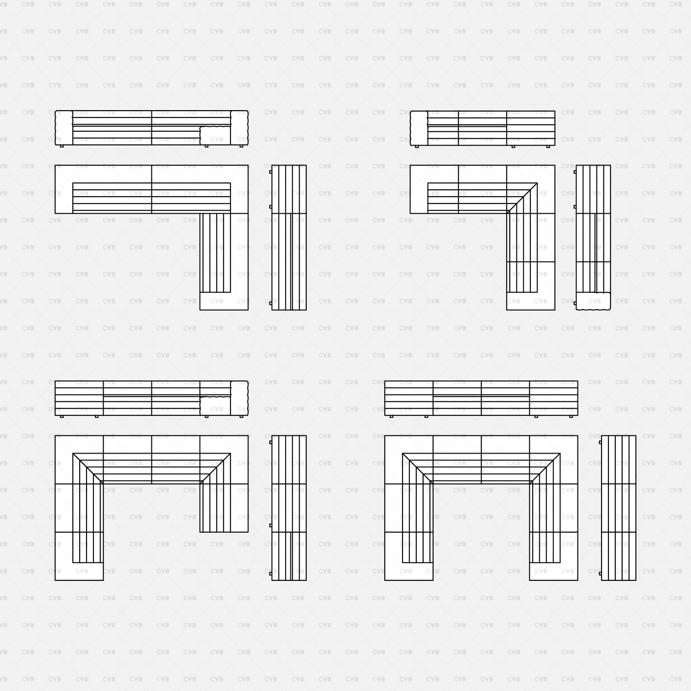 cadasbuilt Download cad blocks dynamic vector modular sofa L-shaped sofa 8-seater sofa
