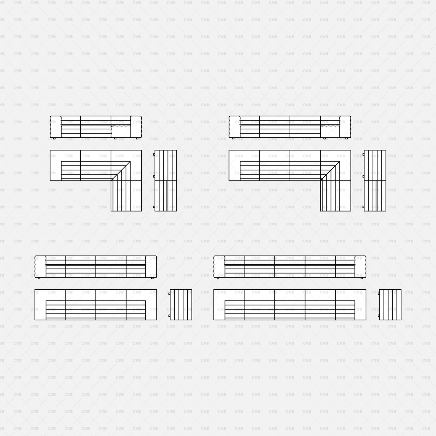 cadasbuilt Download cad blocks dynamic vector modular sofa L-shaped sofa