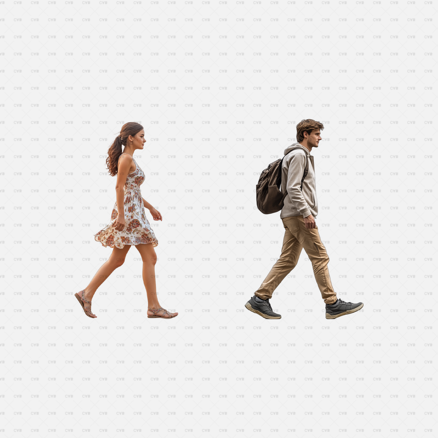 people walking png cutout teen couple front view
