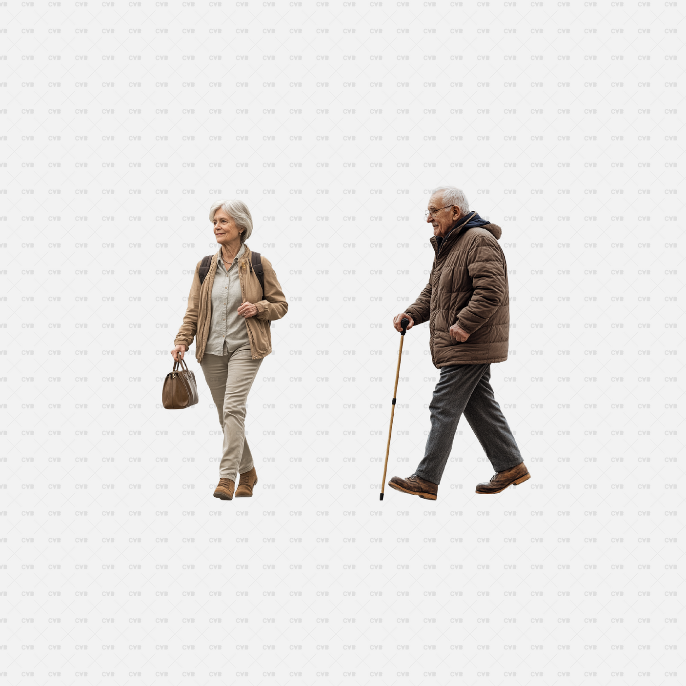 people walking png cutout older woman handbag side view