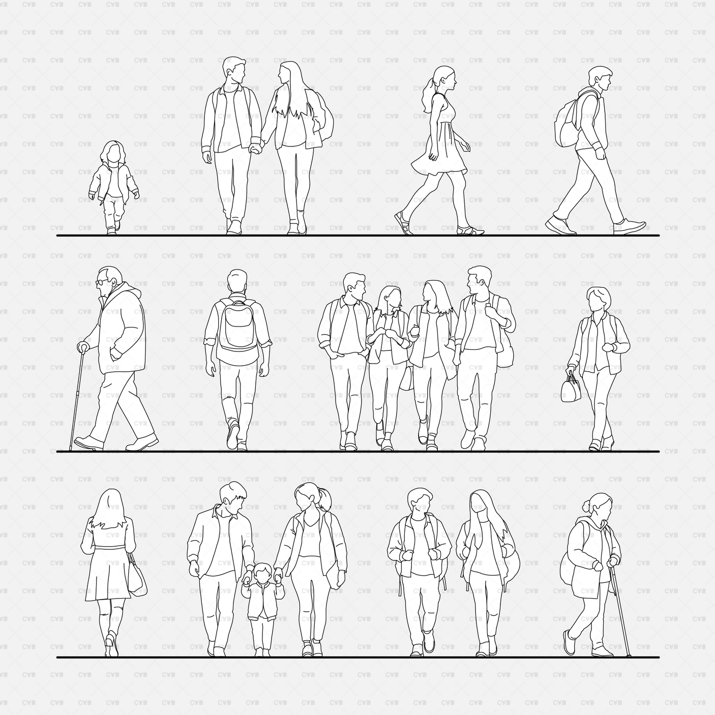 cadasbuilt free download cad vector people walking dwg blocks illustrator