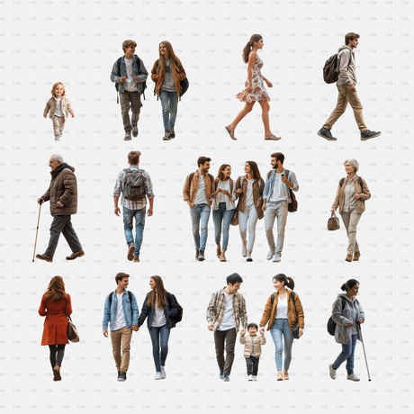 people walking png cutout preview transparent background