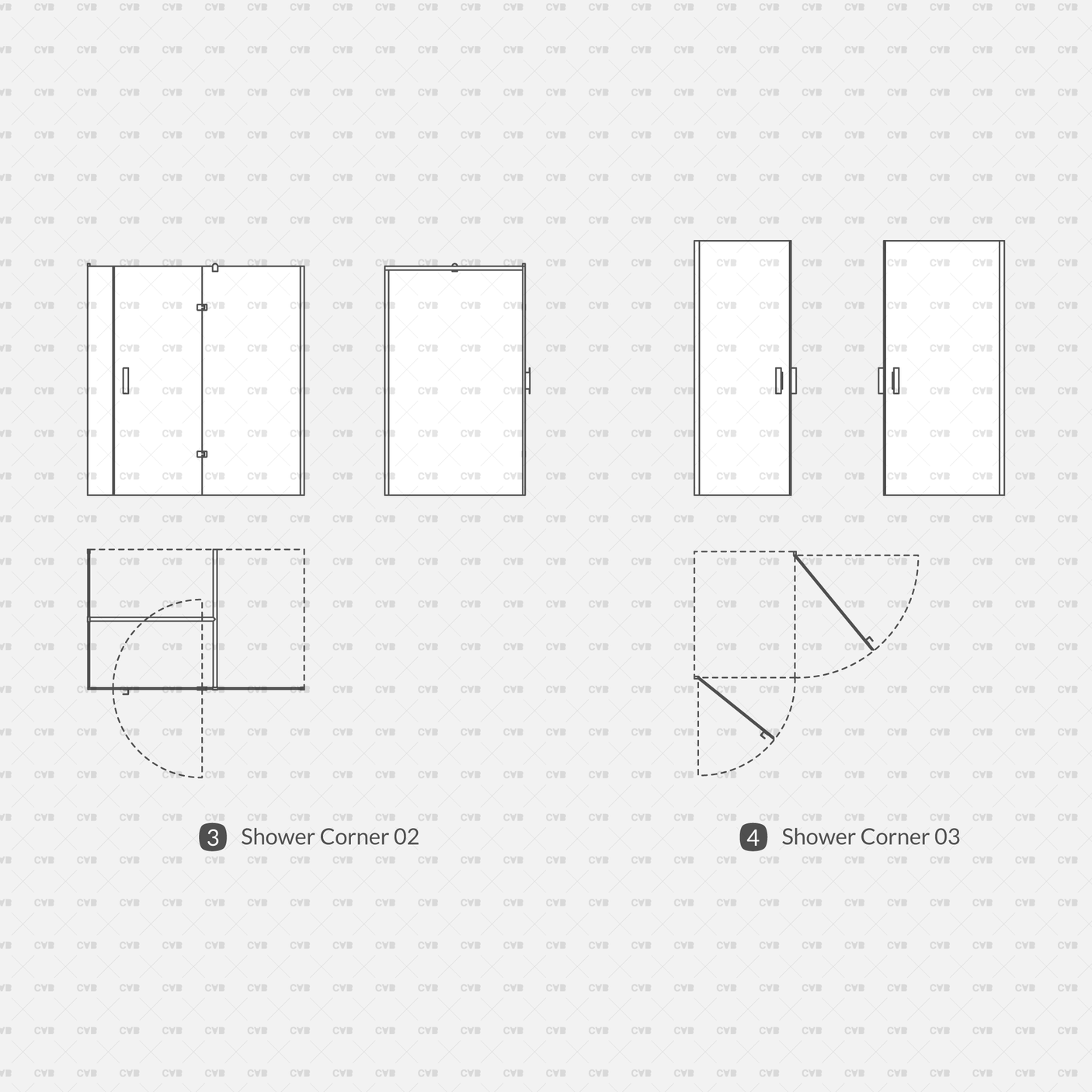 cadasbuilt Download cad blocks dynamic vector shower door corner