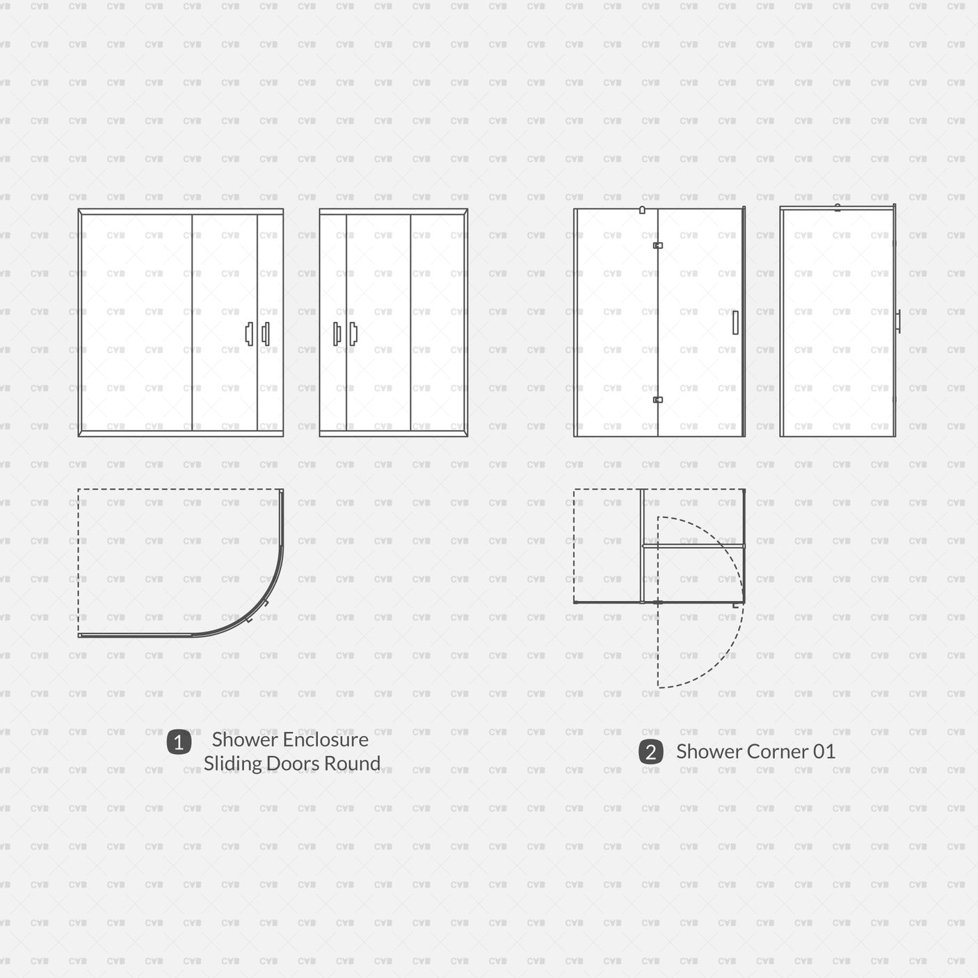 cadasbuilt Download cad blocks dynamic vector shower sliding door shower corner