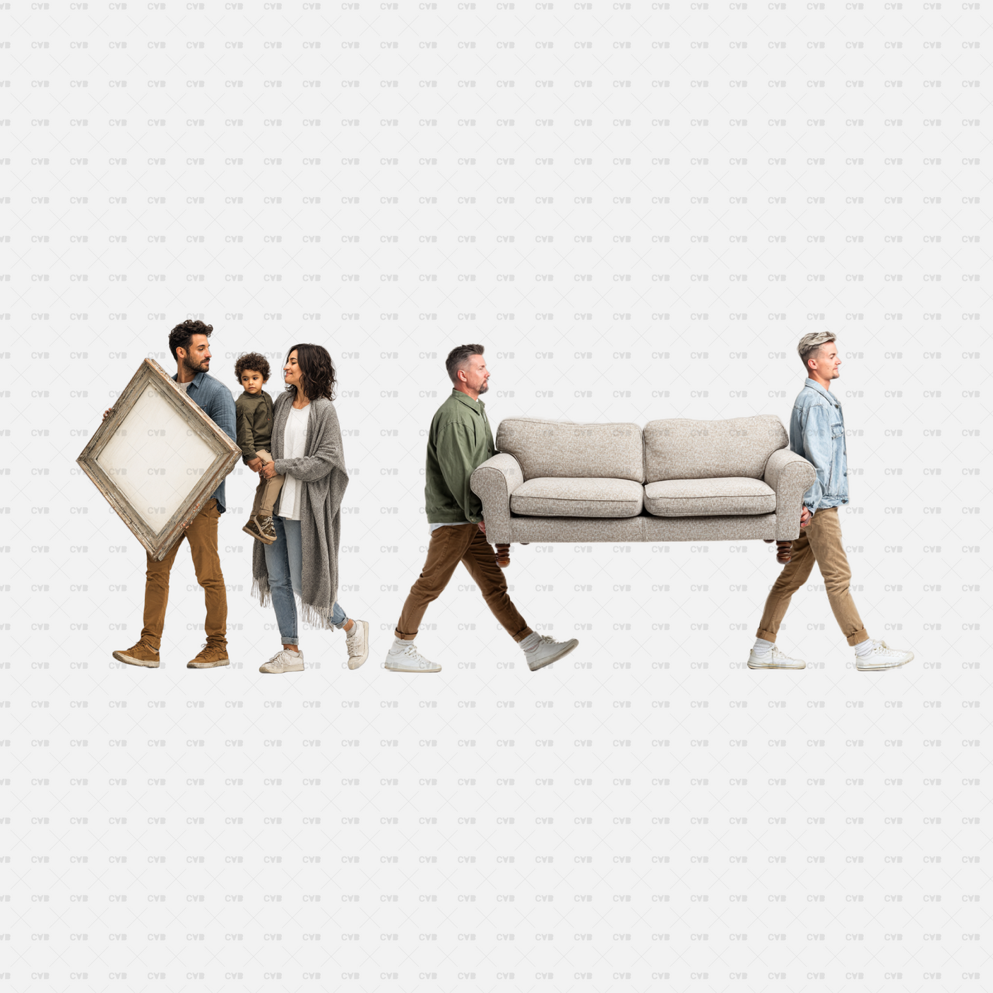 PNG Cutouts People Moving Furniture CADasbuilt Parents Carry Art Frame While Two Men Transport Couch