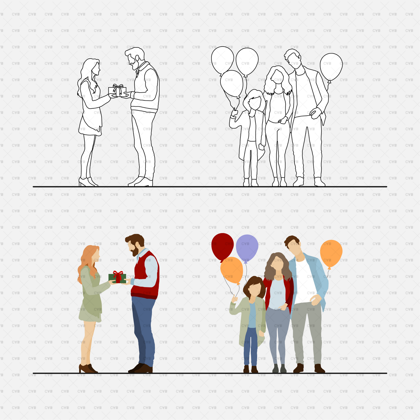 download high quality cad blocks holiday people cadasbuilt family