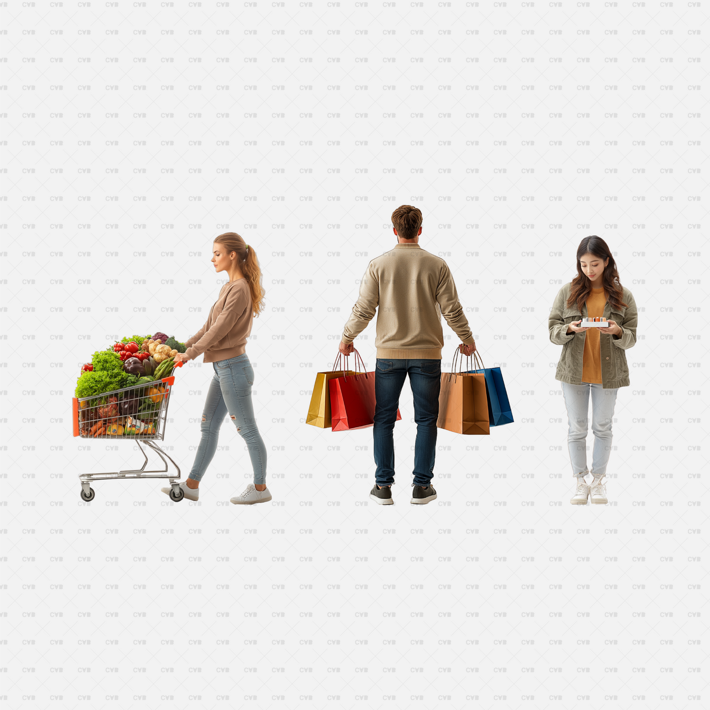 download high quality CAD png cutouts cadasbuilt people shopping groceries