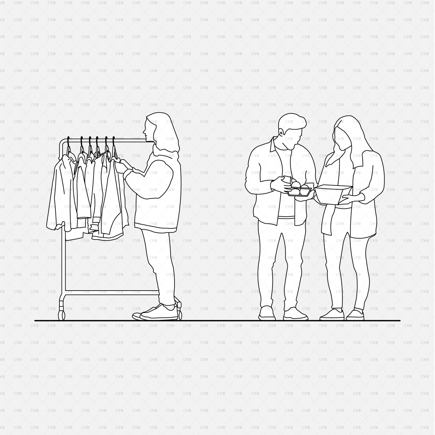 download high quality cad blocks vector cadasbuilt people shopping clothes