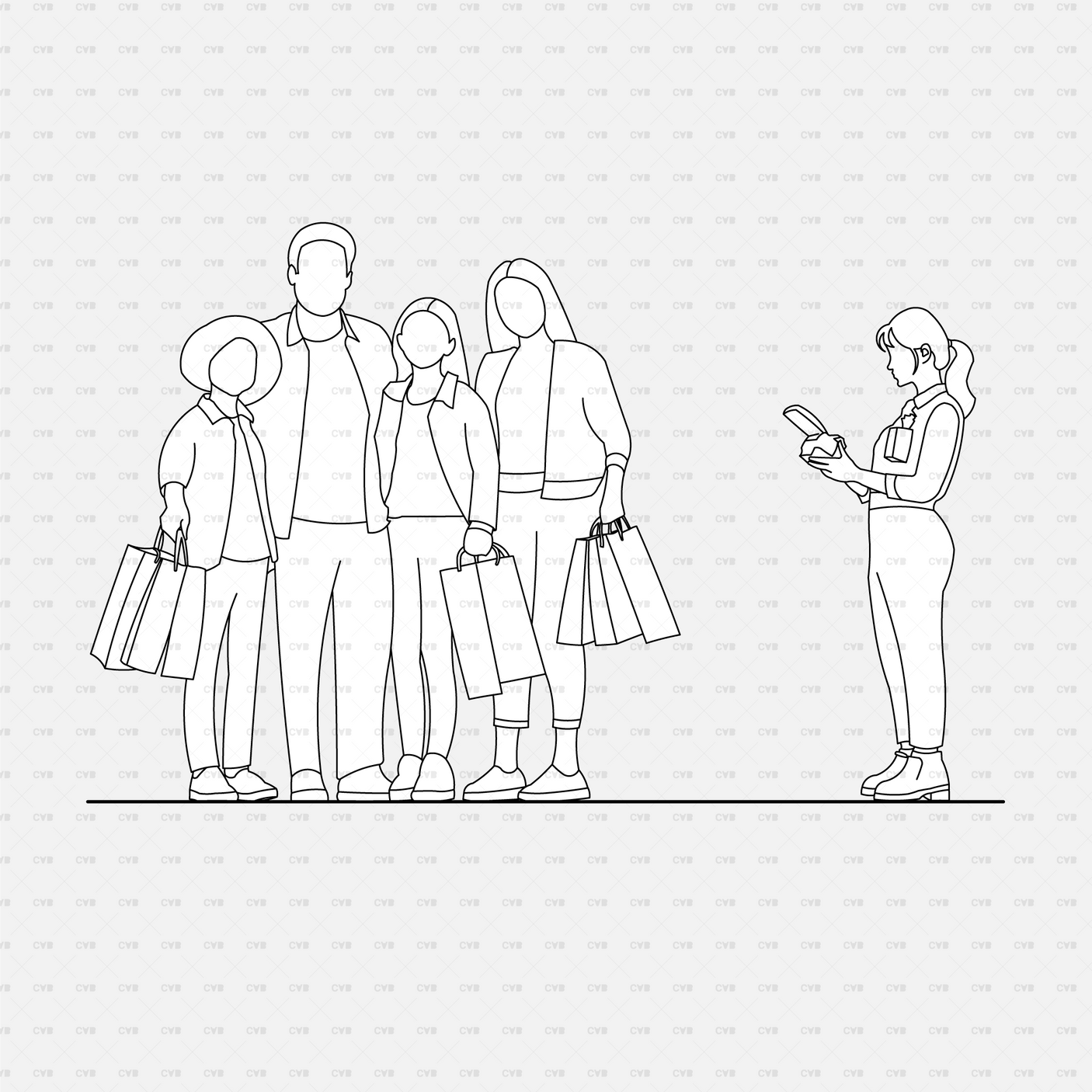 download high quality cad blocks vector cadasbuilt people shopping