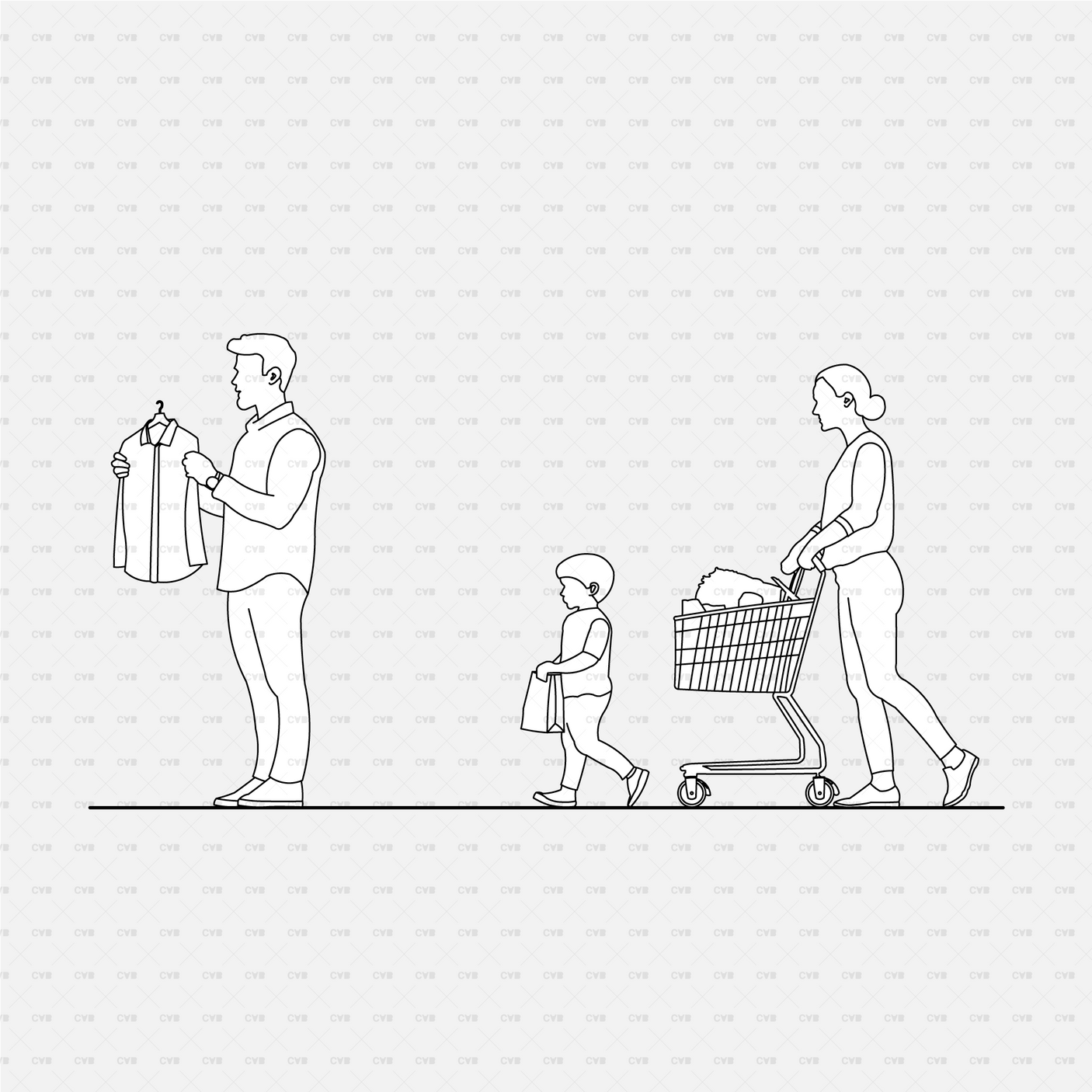 download high quality cad blocks vector cadasbuilt people shopping