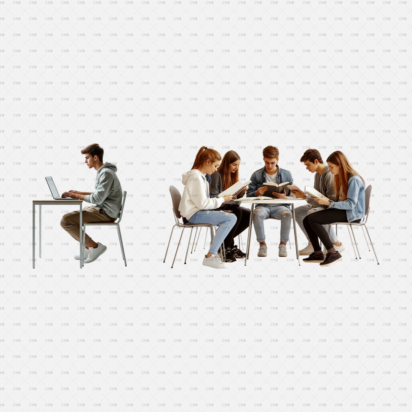 download high quality png cutouts cadasbuilt peaople studying and reading group study