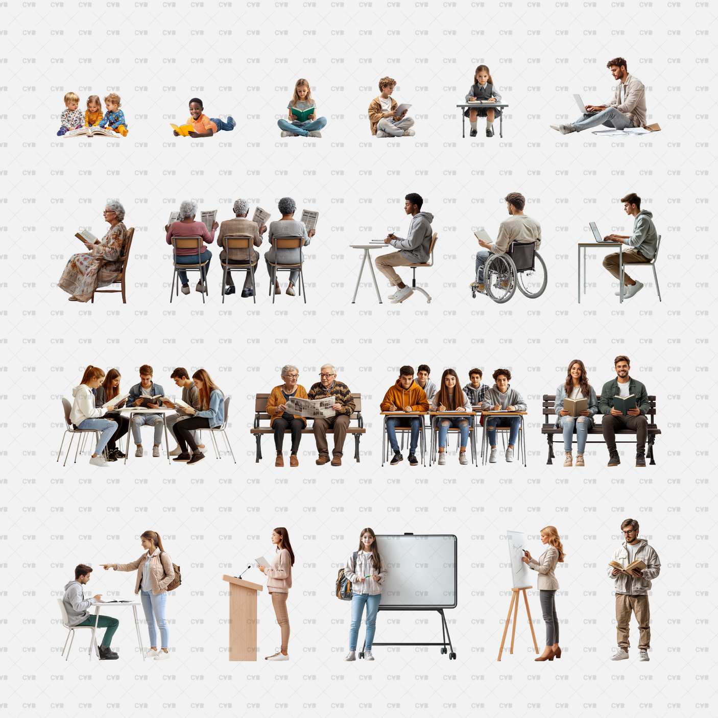 download high quality png cutouts cadasbuilt peaople studying and reading